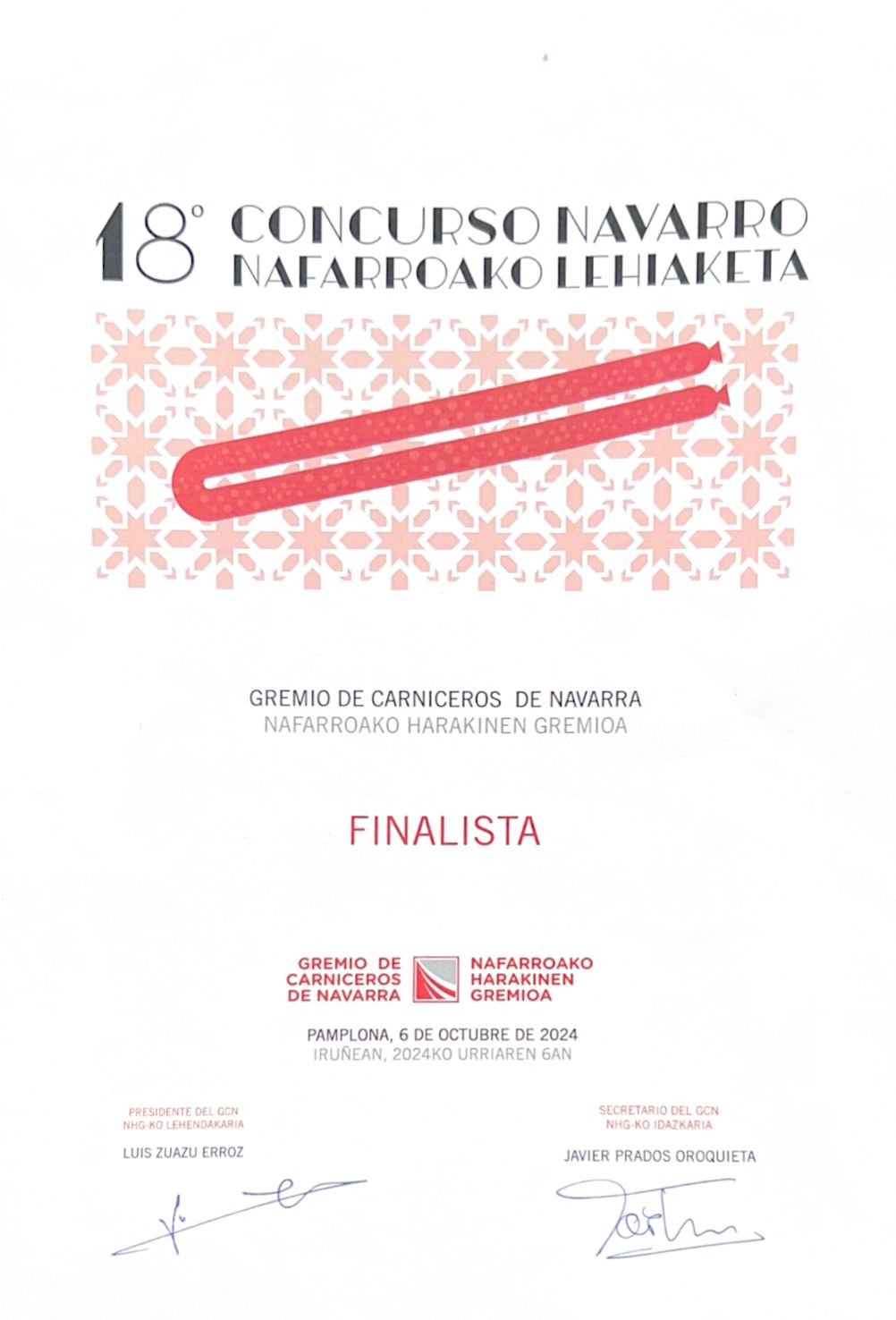 Finalistas en el 18 concurso Navarro de txistorra